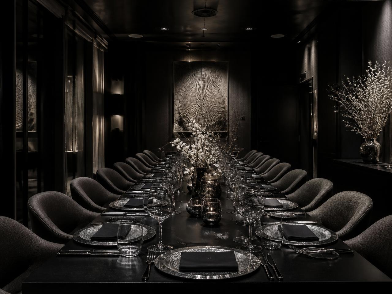 A private dining room set for an event at Your Logo